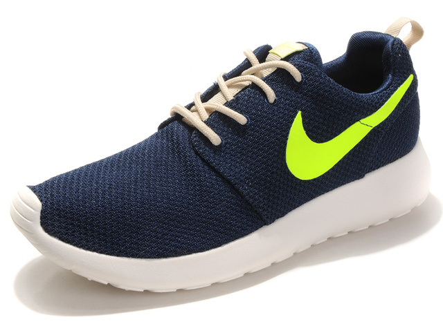 nike Roshe running chaussures hommes bleu fonce jaune (4)